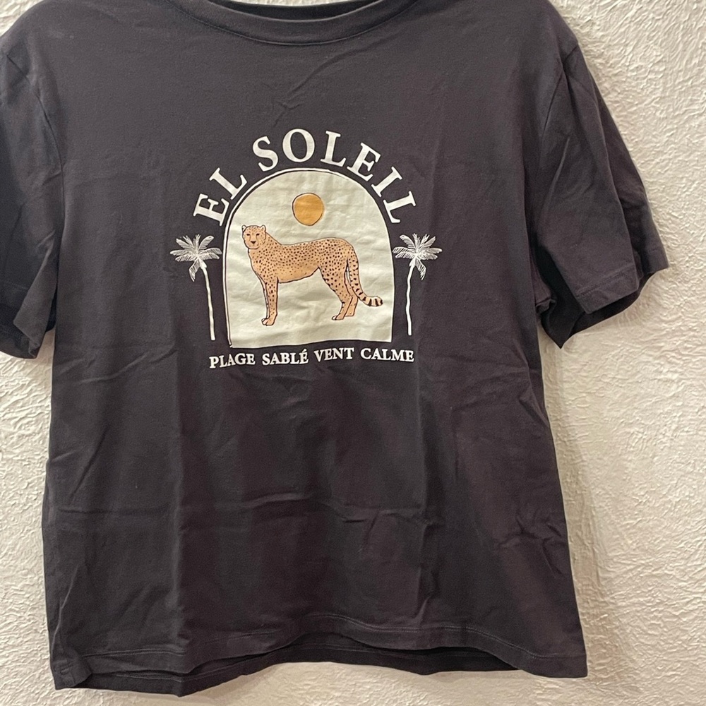 Kids Black Graphic Tee with Cheetah Print